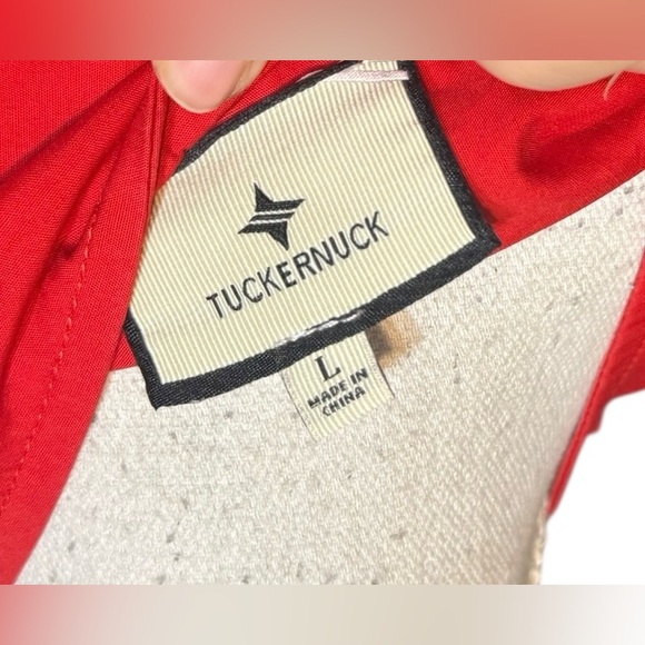 TUCKERNUCK Red Dupioni Trapunto Stitch Sofia Shirt Blouse Size L - Picture 5 of 5